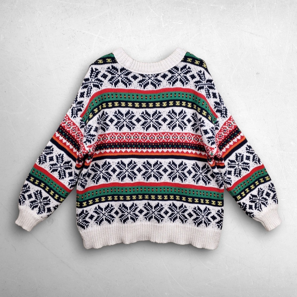 Fair Isle Crewneck Sweater Women M Multicolor Grandpacore Après Ski Winter Aerie